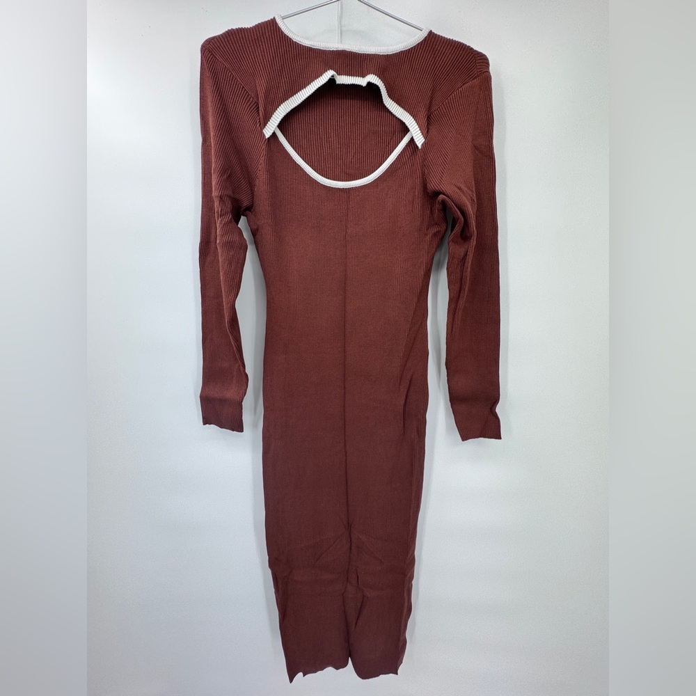 Brown Cut out Bodycon Midi dress size XL - Picture 3 of 8